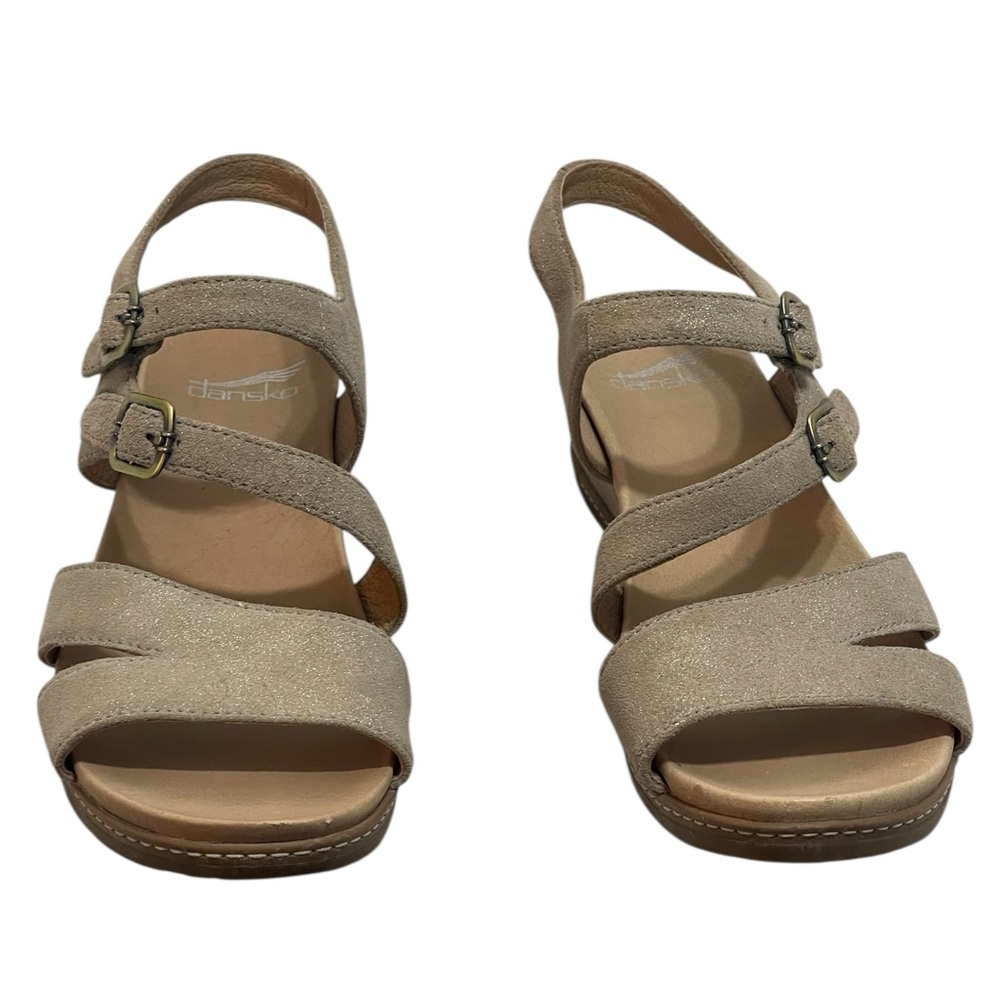 Dansko Angela Tan Metallic Nubuck Strappy Sandals. Open toe, wedge. Size 39 GUC - Picture 7 of 10